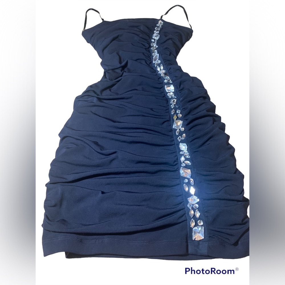 Strapless Navy Blue Cocktail Dress